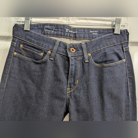 Levi's Slight Curve Modern Rise Straight Dark Wash Jeans, Size 27 - Picture 2 of 8